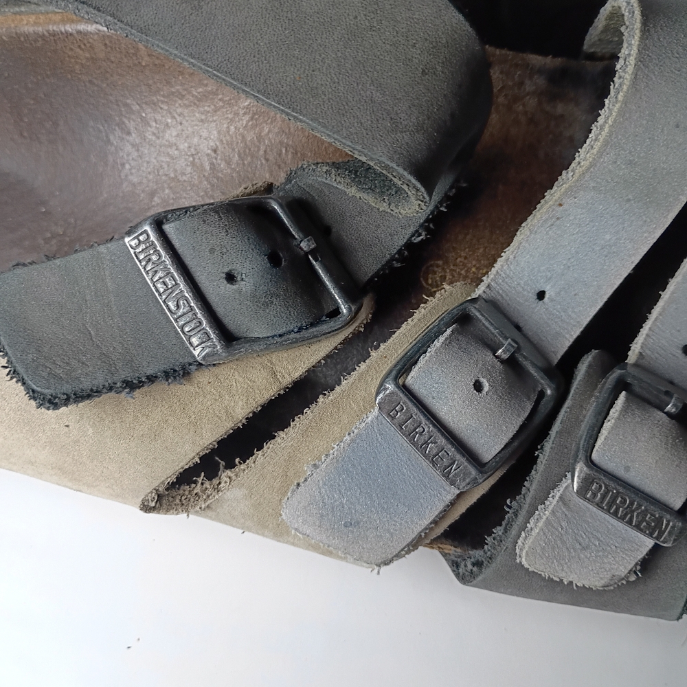 Gray and Black Buckle Sandals - Picture 9 of 11